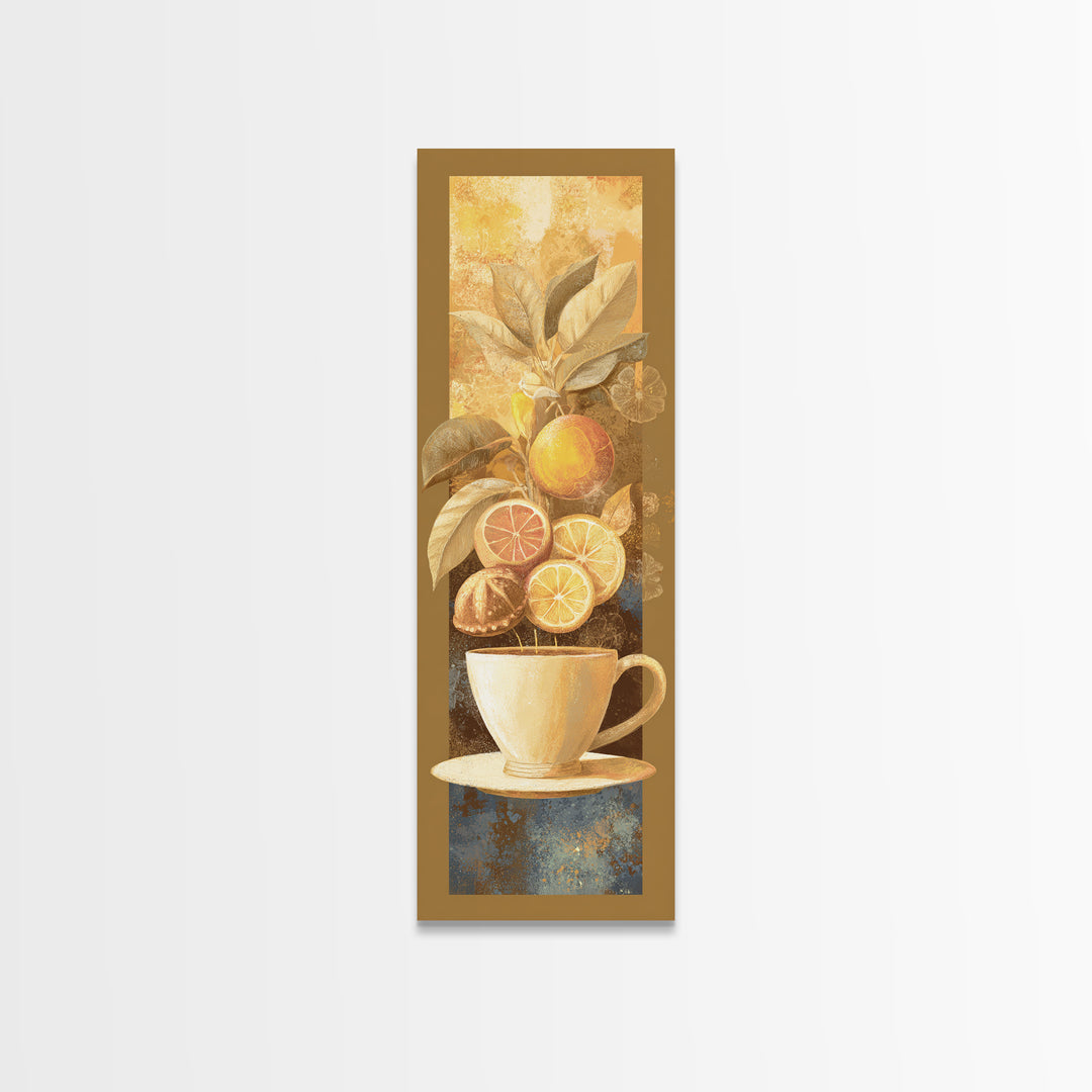 Retro Cafe Poster Coffee Cup Graphic Framed Canvas Print, Coffee Shop Art, Boho Decor, Cafe Decor, Fine Art, Cafe, Printable, CSA-1x3-91