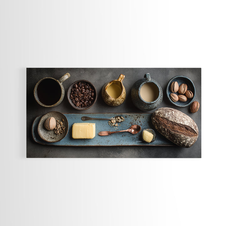 Moody Dark Roast Still Life Framed Canvas Print, Coffee Shop Art, Contemporary Art, Cafe Decor, Fine Art, Cafe, Printable Art, CSA-2x1-28