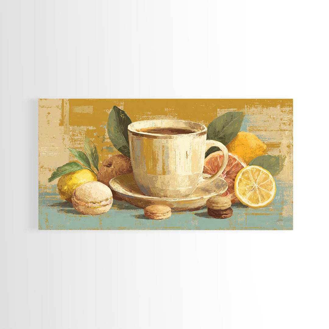 Retro Cafe Poster Coffee Cup Graphic Framed Canvas Print, Coffee Shop Art, Farmhouse Decor, Cafe Decor, Fine Art, Cafe, CSA-2x1-3