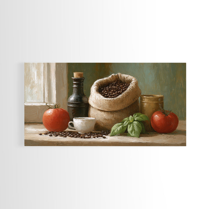 Coffee Beans and Burlap Sack Still Life Framed Canvas Print, Coffee Shop Art, Wall Decor, Cafe Decor, Fine Art, Cafe, CSA-2x1-46