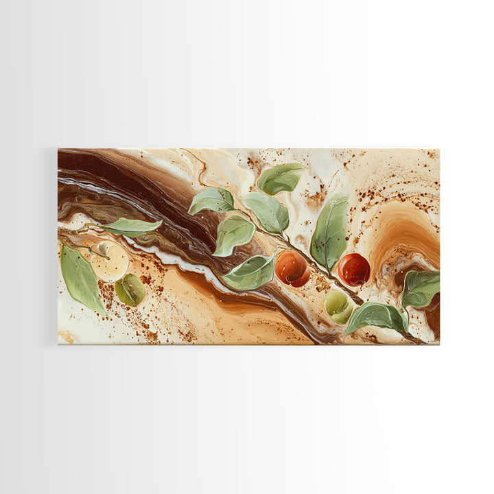Abstract Brown and Cream Coffee Swirl Framed Canvas Print, Coffee Shop Art, Kitchen Decor, Cafe Decor, Abstract Art, Cafe, CSA-2x1-5