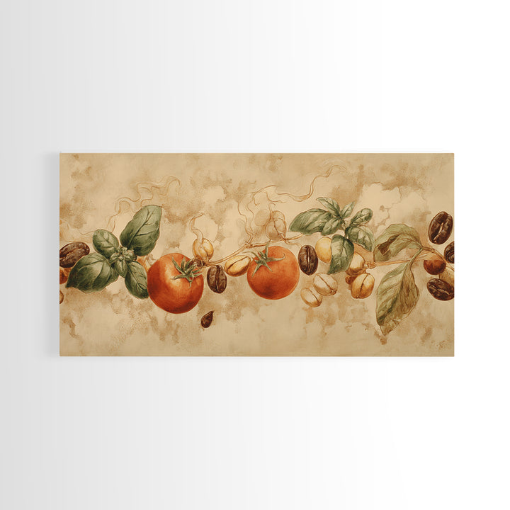 Coffee Bean Pattern Framed Canvas Print, Coffee Shop Art, Coffee, Cafe Decor, Cafe, Living Room Decor, Dark Academia Decor, CSA-2x1-83