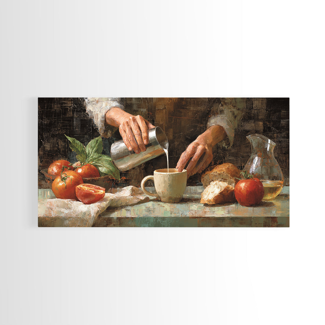 Barista Hands Pouring Milk into Espresso Canvas Print, Coffee Shop Art, Dopamine Decor, Cafe Decor, Cafe, Coffee Wall Art, CSA-2x1-89
