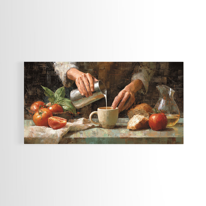Barista Hands Pouring Milk into Espresso Canvas Print, Coffee Shop Art, Dopamine Decor, Cafe Decor, Cafe, Coffee Wall Art, CSA-2x1-89