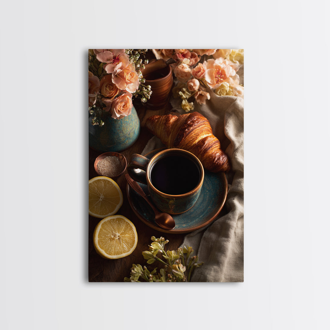 Moody Dark Roast Still Life Canvas Print, Coffee Shop Art, Gallery Decor, Cafe Decor, Fine Art, Cafe, Wall Art, Home Decor, CSA-2x3-16