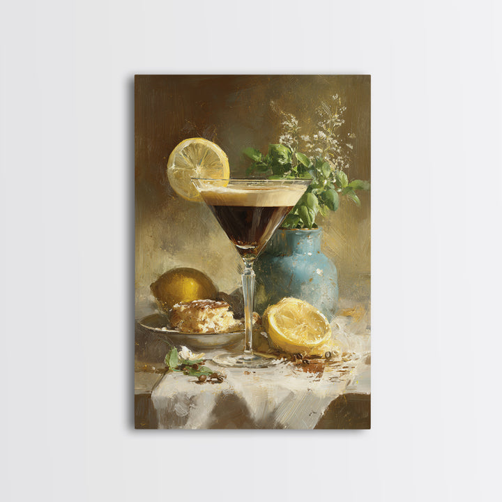 Espresso Martini Coffee Cocktail Still Life Framed Canvas Print, Coffee Shop Art, Canvas Wall Art, Cafe Decor, Fine Art, Cafe, CSA-2x3-25