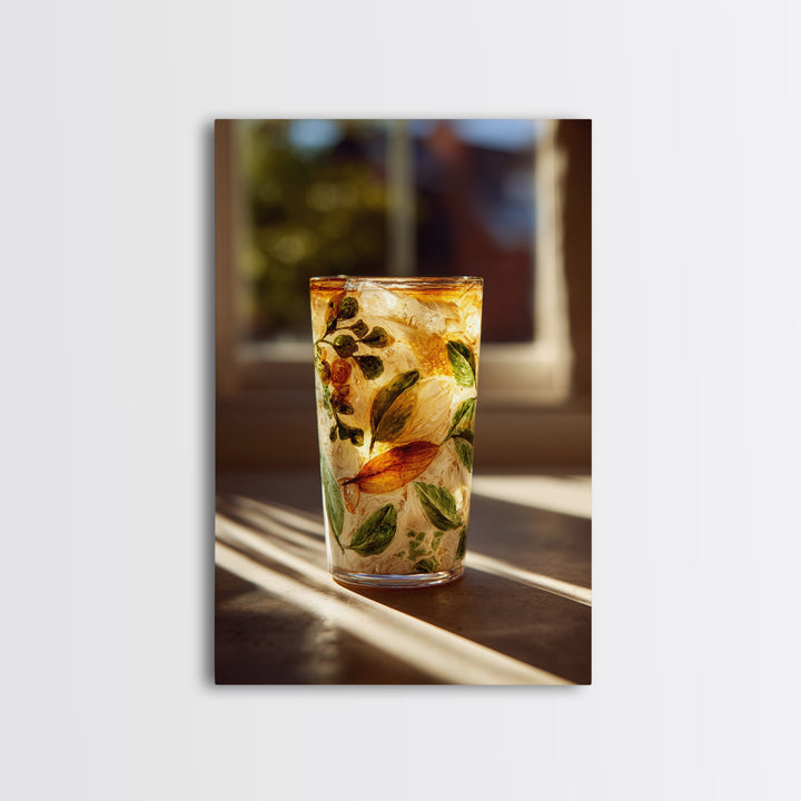 Iced Coffee Glass Framed Canvas Print, Coffee Shop Art, Kitchen Wall Art, Cafe Decor, Fine Art, Cafe, Gothic Wall Art, CSA-2x3-43