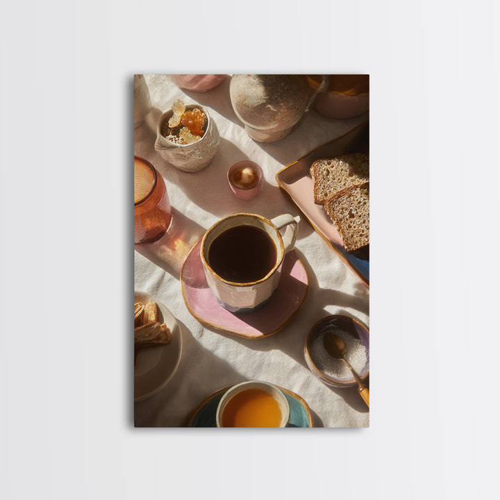 Mid Century Coffee Pot Canvas Print, Coffee Shop Art, Art Print, Cafe Decor, Cafe, Dark Academia Decor, Dopamine Decor, CSA-2x3-54