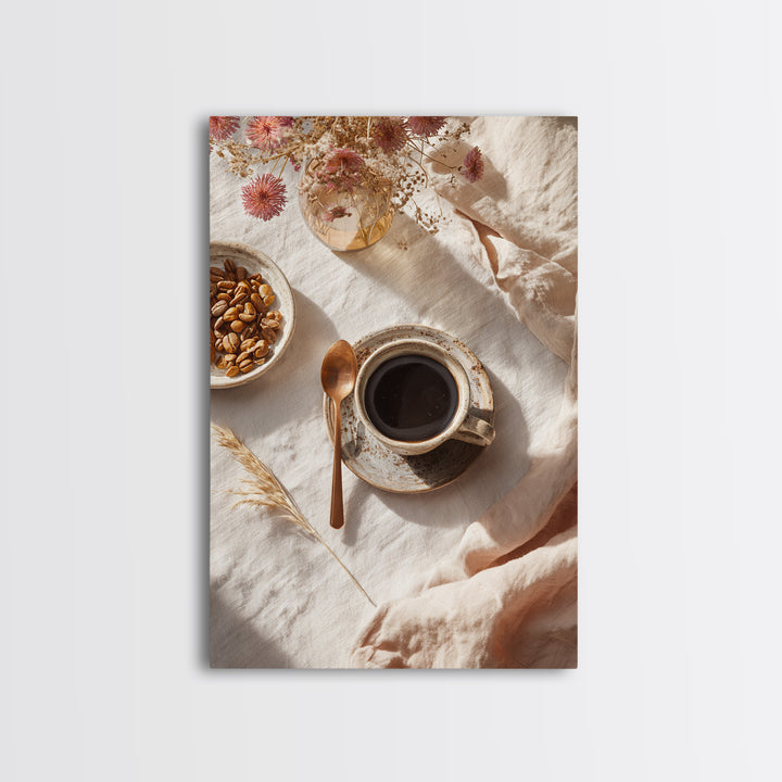 Moody Dark Roast Still Life Framed Canvas Print, Coffee Shop Art, Printable, Cafe Decor, Fine Art, Cafe, Dopamine Decor, CSA-2x3-64