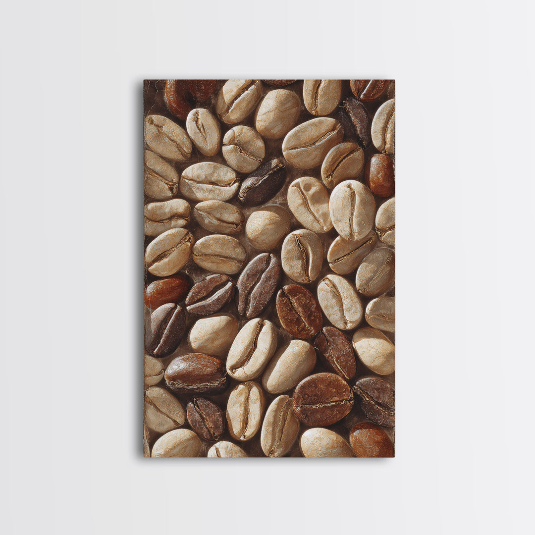Coffee Bean Pattern Canvas Print, Coffee Shop Art, Dopamine Decor, Cafe Decor, Fine Art, Cafe, Coffee Wall Art, Gallery Decor, CSA-2x3-71