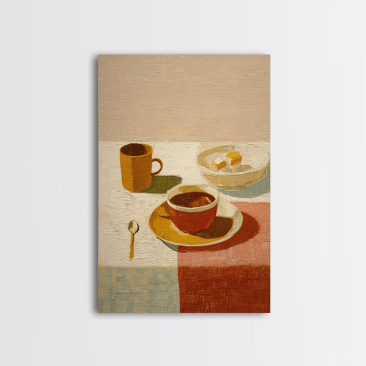 Minimal Line Art of a Cup and Framed Canvas Print, Coffee Shop Art, Kitchen Decor, Cafe Decor, Abstract Art, Cafe, CSA-2x3-74