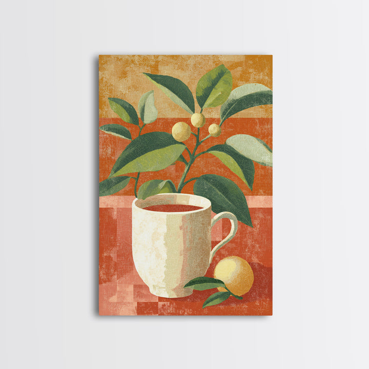 Retro Cafe Poster Coffee Cup Graphic Framed Canvas Print, Coffee Shop Art, Coffee Art, Cafe Decor, Fine Art, Cafe, CSA-2x3-87