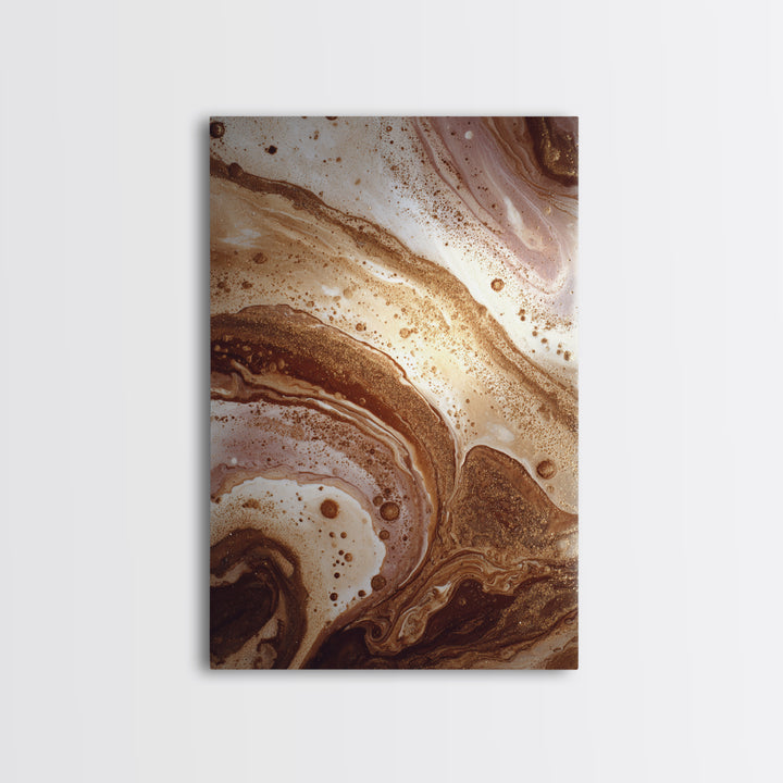 Abstract Brown and Cream Coffee Swirl Framed Canvas Print, Coffee Shop Art, Gothic Wall Art, Cafe Decor, Abstract Art, Cafe, CSA-2x3-89