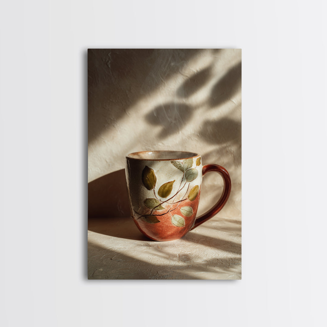 Espresso Cup with Rising Steam and Warm Canvas Print, Coffee Shop Art, Gothic Home Decor, Cafe Decor, Fine Art, Cafe, CSA-2x3-9