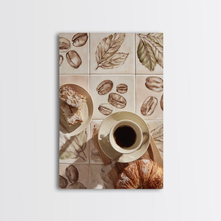 Coffee Bean Pattern Canvas Print, Coffee Shop Art, Whimsical Art, Cafe Decor, Oil Painting, Cafe, Minimalist Decor, CSA-2x3-95