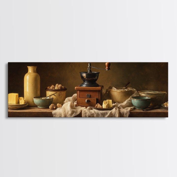 Coffee Grinder Antique Still Life Canvas Print, Coffee Shop Art, Cafe Decor, Abstract Art, Cafe, Gothic Home Decor, CSA-3x1-100