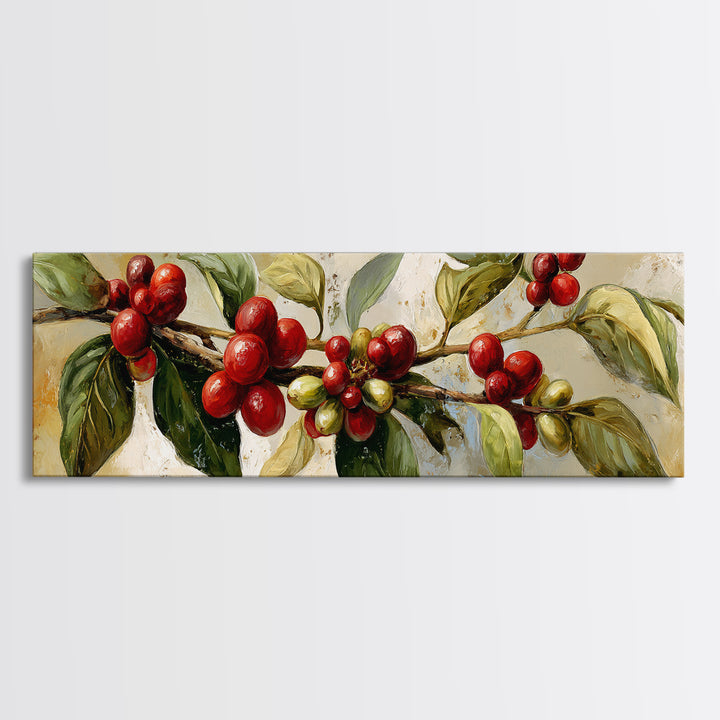 Botanical Coffee Plant Branch Canvas Print, Coffee Shop Art, Bedroom Wall Art, Cafe Decor, Fine Art, Cafe, Modern Decor, CSA-3x1-46