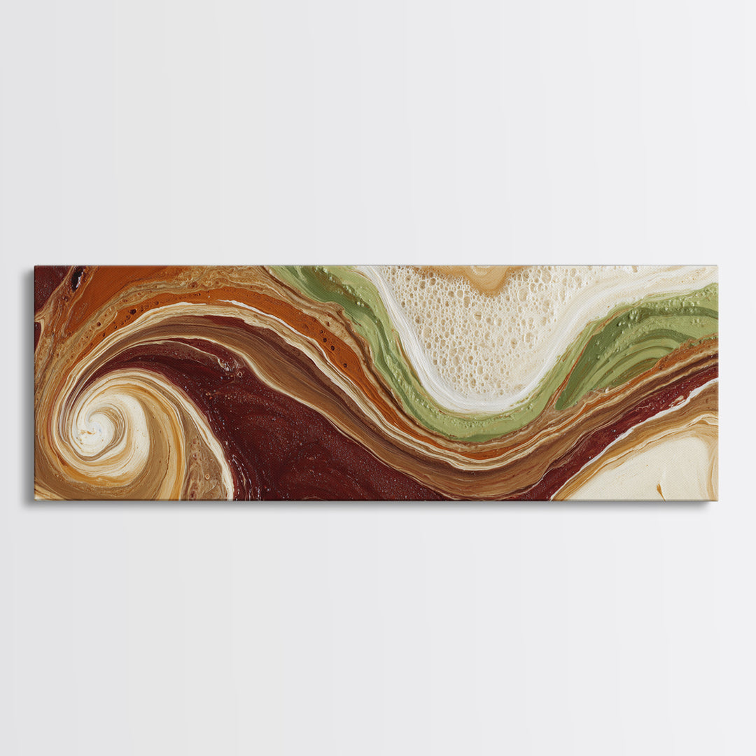 Abstract Brown and Cream Coffee Swirl Canvas Print, Coffee Shop Art, Minimalist Wall Art, Cafe Decor, Fine Art, Cafe, CSA-3x1-49