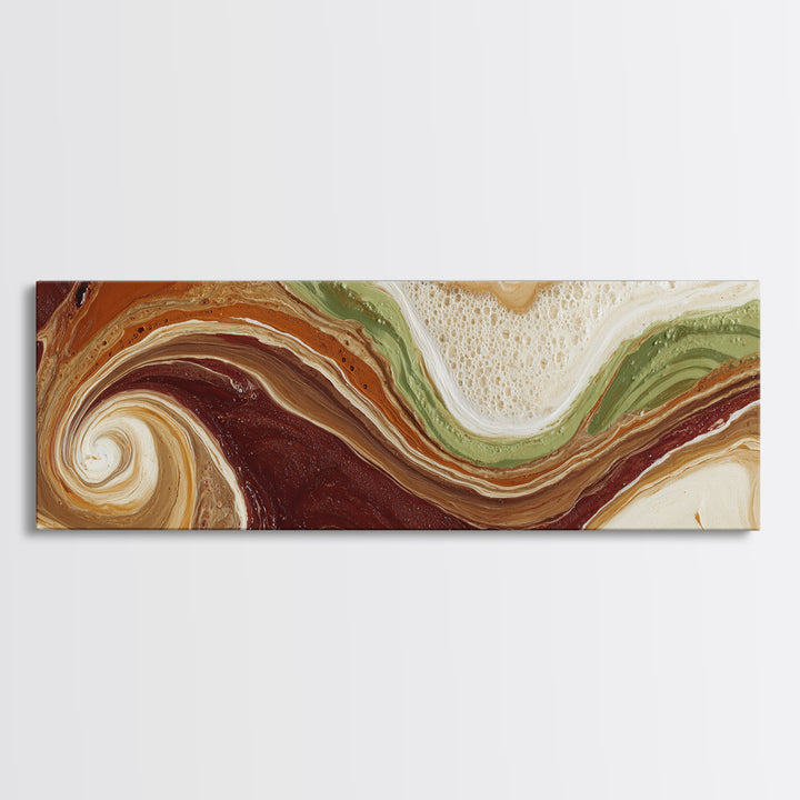 Abstract Brown and Cream Coffee Swirl Canvas Print, Coffee Shop Art, Minimalist Wall Art, Cafe Decor, Fine Art, Cafe, CSA-3x1-49