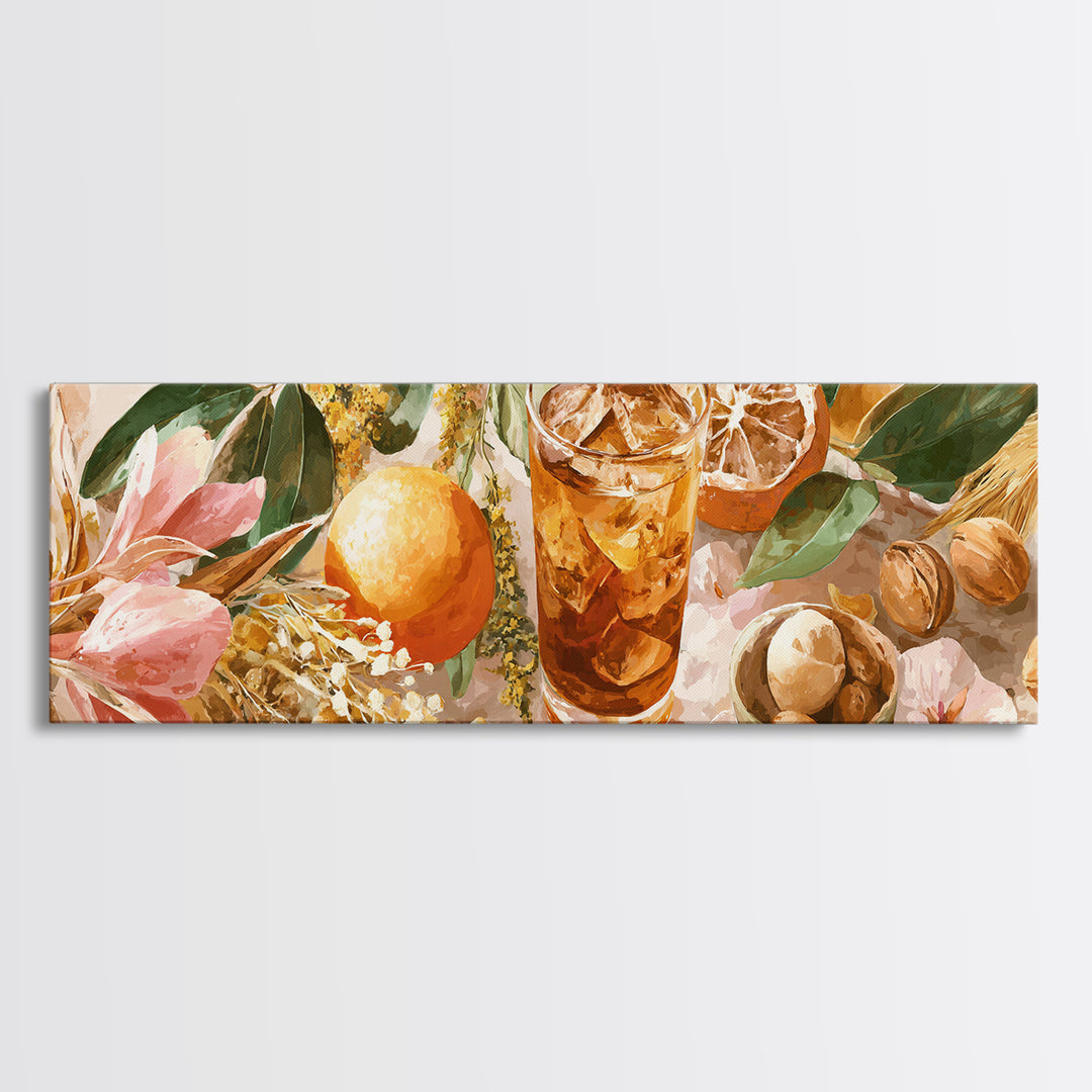 Iced Coffee Glass Framed Canvas Print, Coffee Shop Art, Canvas Wall Art, Cafe Decor, Fine Art, Cafe, Bedroom Wall Art, CSA-3x1-51