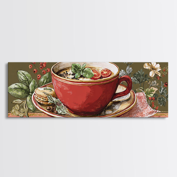 Retro Cafe Poster Coffee Cup Graphic Canvas Print, Coffee Shop Art, Farmhouse Decor, Cafe Decor, Fine Art, Cafe, Moody Wall Art, CSA-3x1-71