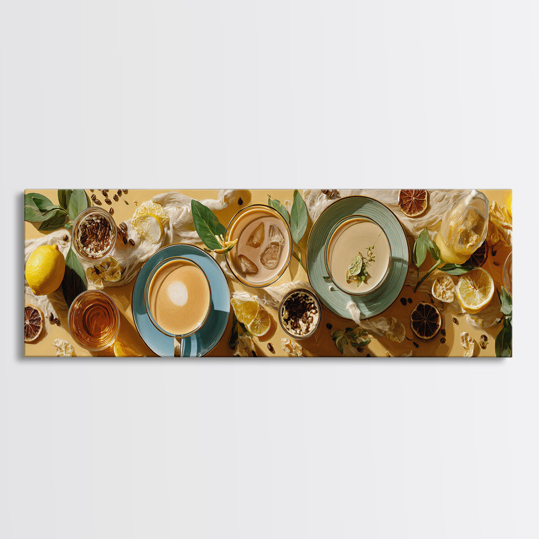 Espresso Martini Coffee Cocktail Still Life Framed Canvas Print, Coffee Shop Art, Food Art, Cafe Decor, Fine Art, Cafe, CSA-3x1-81