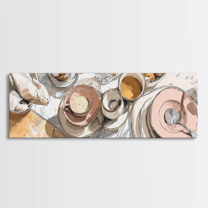 Minimal Line Art of a Cup and Framed Canvas Print, Coffee Shop Art, Dopamine Decor, Cafe Decor, Fine Art, Cafe, Coffee Wall Art, CSA-3x1-82