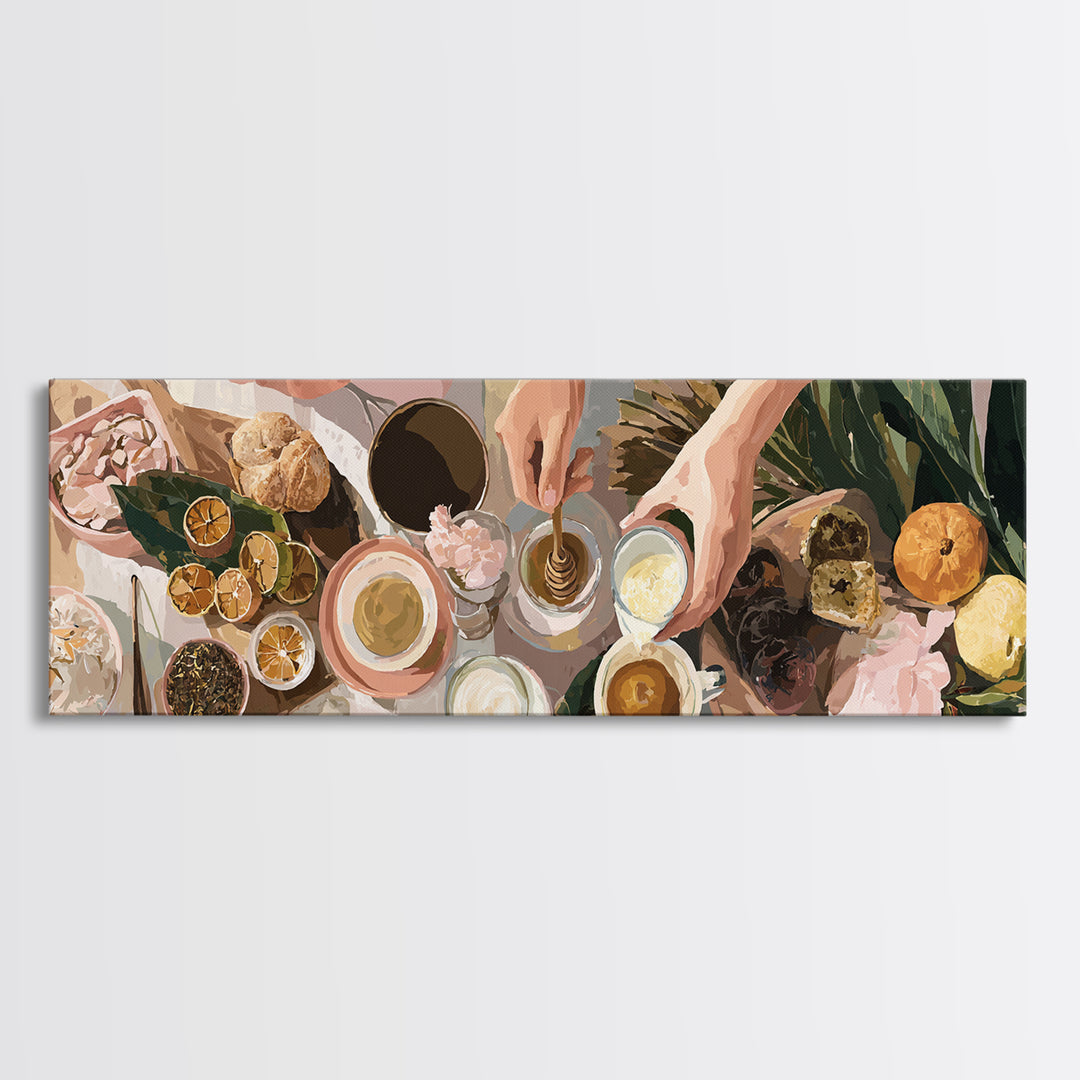 Barista Hands Pouring Milk into Espresso Canvas Print, Coffee Shop Art, Whimsical Art, Cafe Decor, Oil Painting, Cafe, CSA-3x1-85