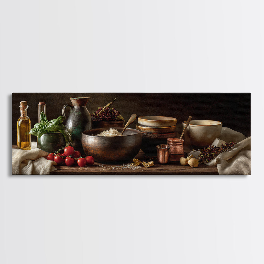 Moody Dark Roast Still Life Canvas Print, Coffee Shop Art, Textured Painting, Cafe Decor, Fine Art, Cafe, Kitchen Decor, CSA-3x1-96