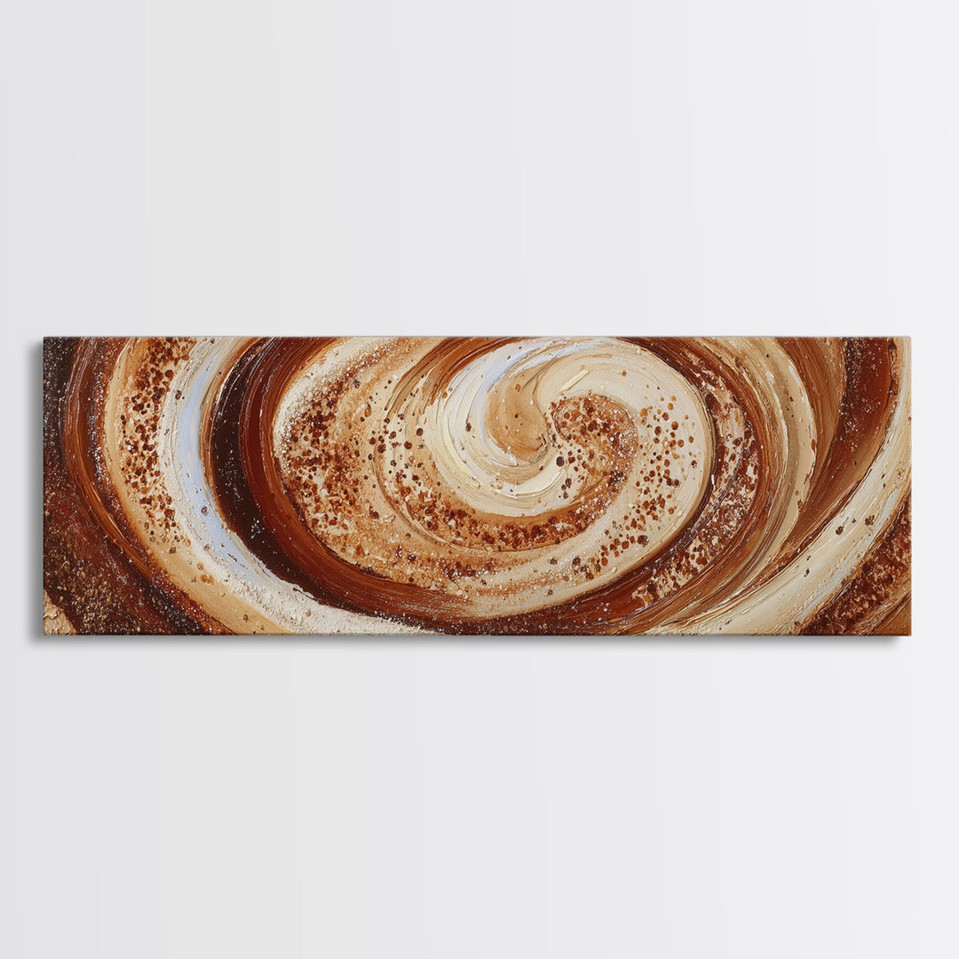 Abstract Brown and Cream Coffee Swirl Canvas Print, Coffee Shop Art, Luxury Decor, Cafe Decor, Abstract Art, Cafe, CSA-3x1-97