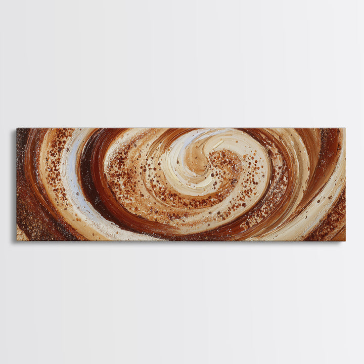 Abstract Brown and Cream Coffee Swirl Canvas Print, Coffee Shop Art, Luxury Decor, Cafe Decor, Abstract Art, Cafe, CSA-3x1-97