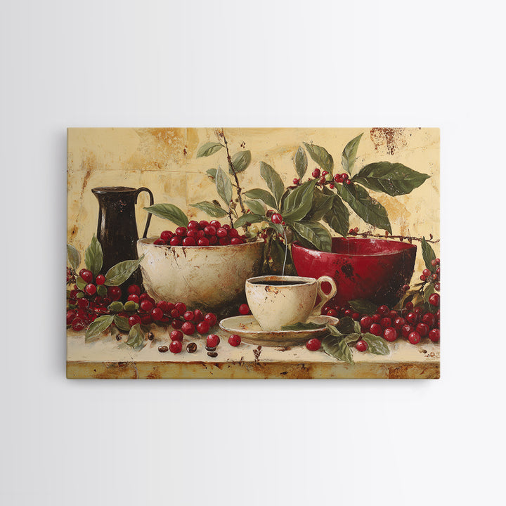 Coffee Farm Landscape Framed Canvas Print, Coffee Shop Art, Gallery Decor, Cafe Decor, Fine Art, Cafe, Wall Art, Home Decor, CSA-3x2-27