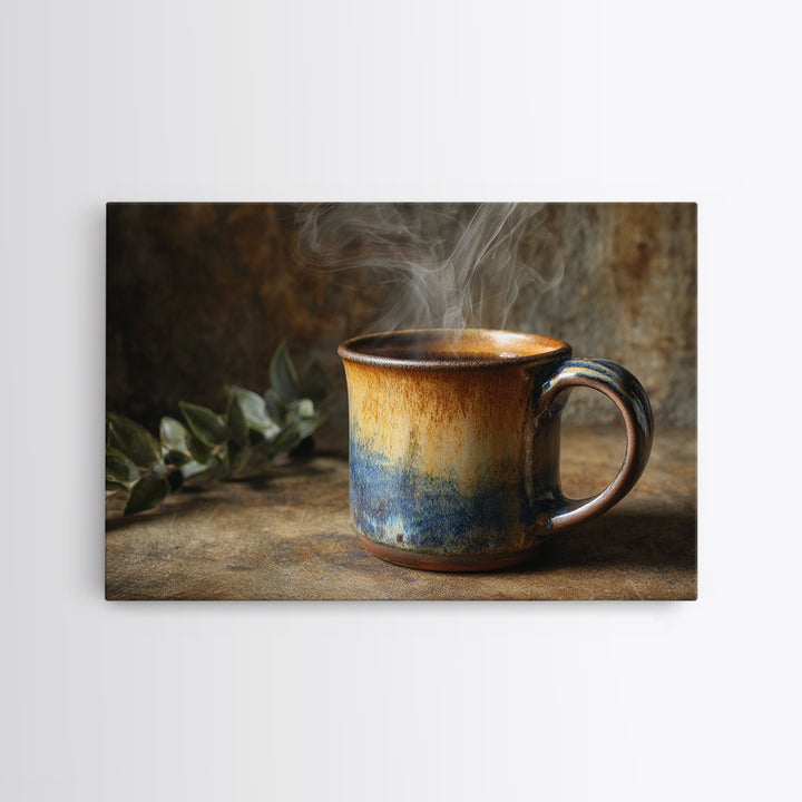 Espresso Cup with Rising Steam and Warm Canvas Print, Coffee Shop Art, Modern Decor, Cafe Decor, Fine Art, Cafe, Wall Decor, CSA-3x2-29