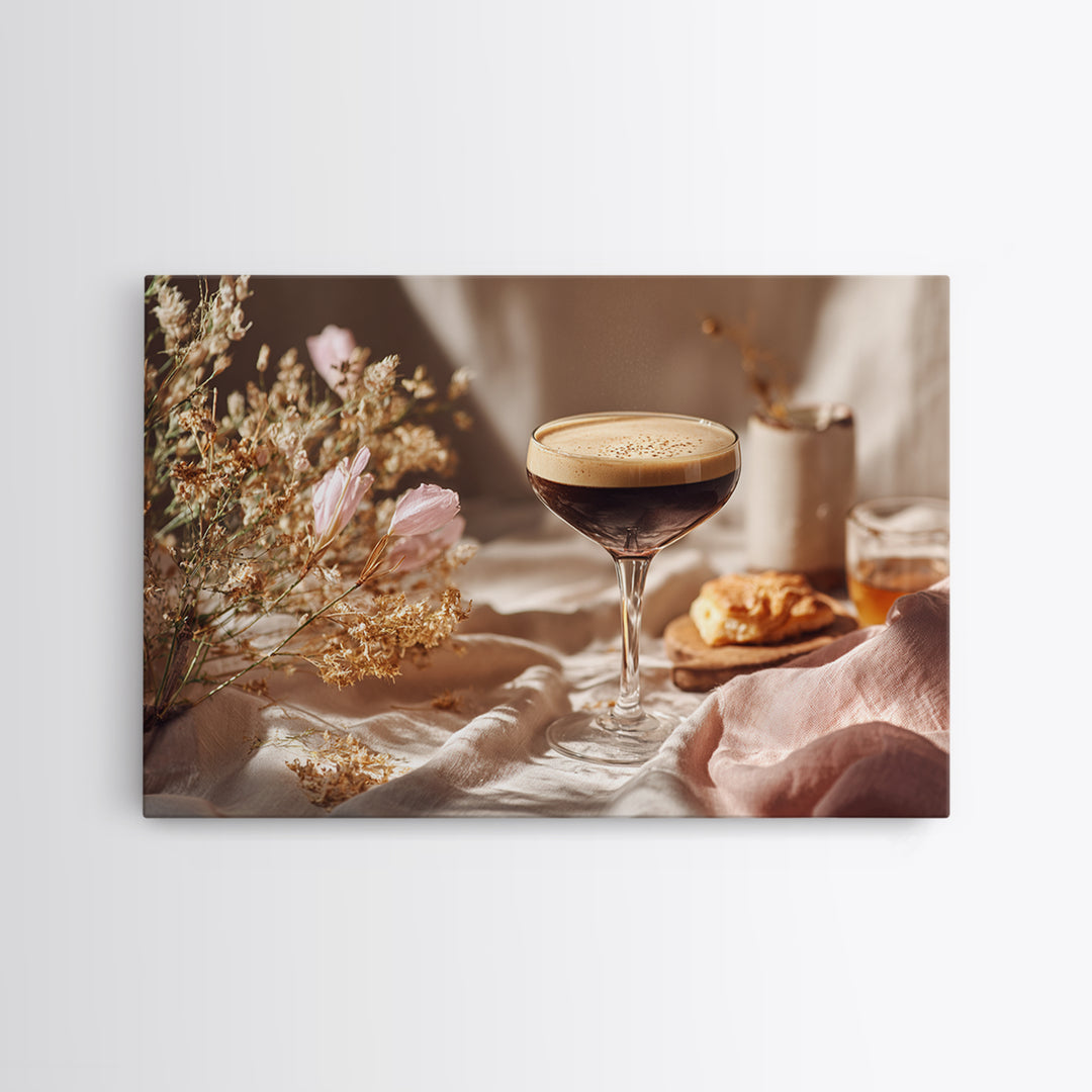 Espresso Martini Coffee Cocktail Still Life Framed Canvas Print, Coffee Shop Art, Gallery Decor, Cafe Decor, Fine Art, Cafe, CSA-3x2-45