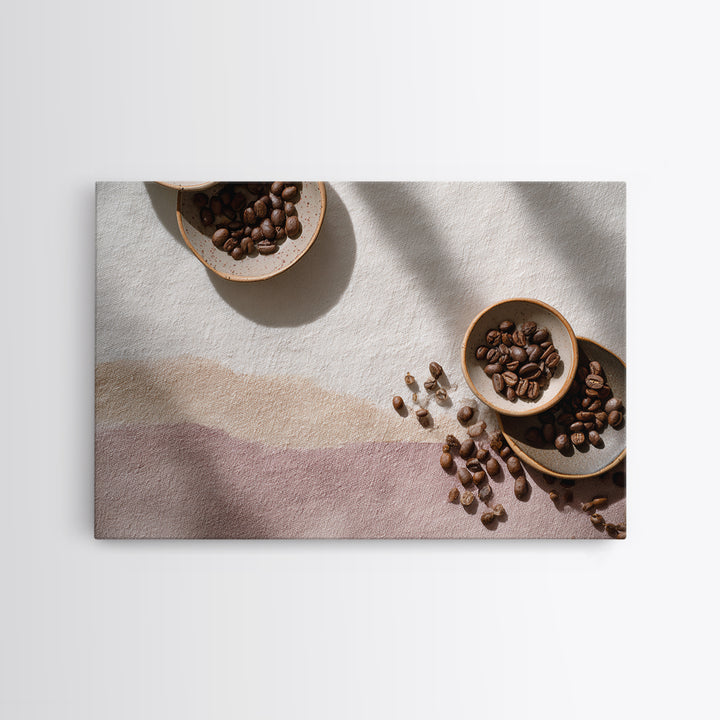 Roasted Beans Falling Through Dark Space Canvas Print, Coffee Shop Art, Gallery Decor, Cafe Decor, Fine Art, Cafe, Wall Art, CSA-3x2-48