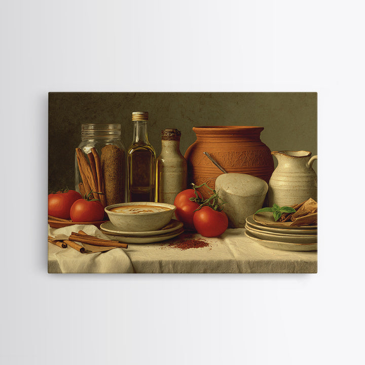 Cinnamon Sticks and Cappuccino Foam Still Life Canvas Print, Coffee Shop Art, Minimalist Wall Art, Cafe Decor, Abstract Art, CSA-3x2-52