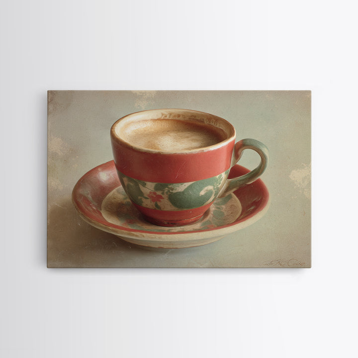 Retro Cafe Poster Coffee Cup Graphic Framed Canvas Print, Coffee Shop Art, Digital Wall Art, Cafe Decor, Fine Art, Cafe, CSA-3x2-59