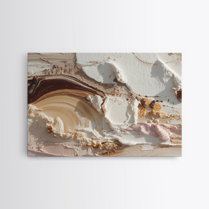 Abstract Brown and Cream Coffee Swirl Canvas Print, Coffee Shop Art, Whimsical Art, Cafe Decor, Abstract Art, Cafe, CSA-3x2-61