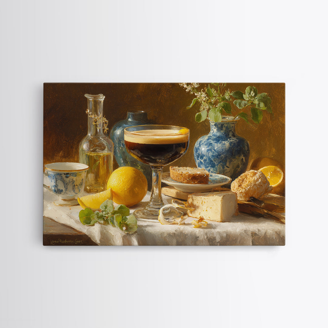 Espresso Martini Coffee Cocktail Still Life Framed Canvas Print, Coffee Shop Art, Gallery Decor, Cafe Decor, Fine Art, Cafe, CSA-3x2-69