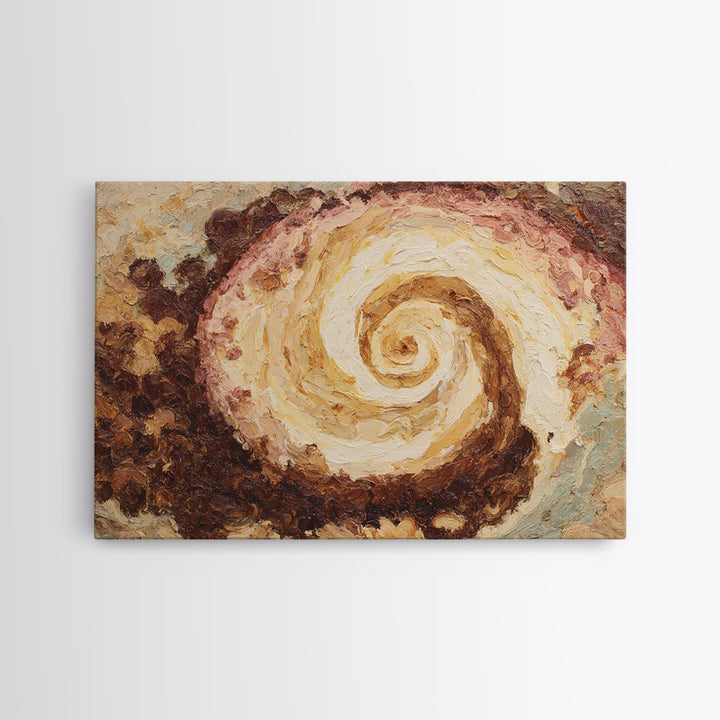 Abstract Brown and Cream Coffee Swirl Framed Canvas Print, Coffee Shop Art, Statement Artwork, Cafe Decor, Abstract Art, Cafe, CSA-3x2-85