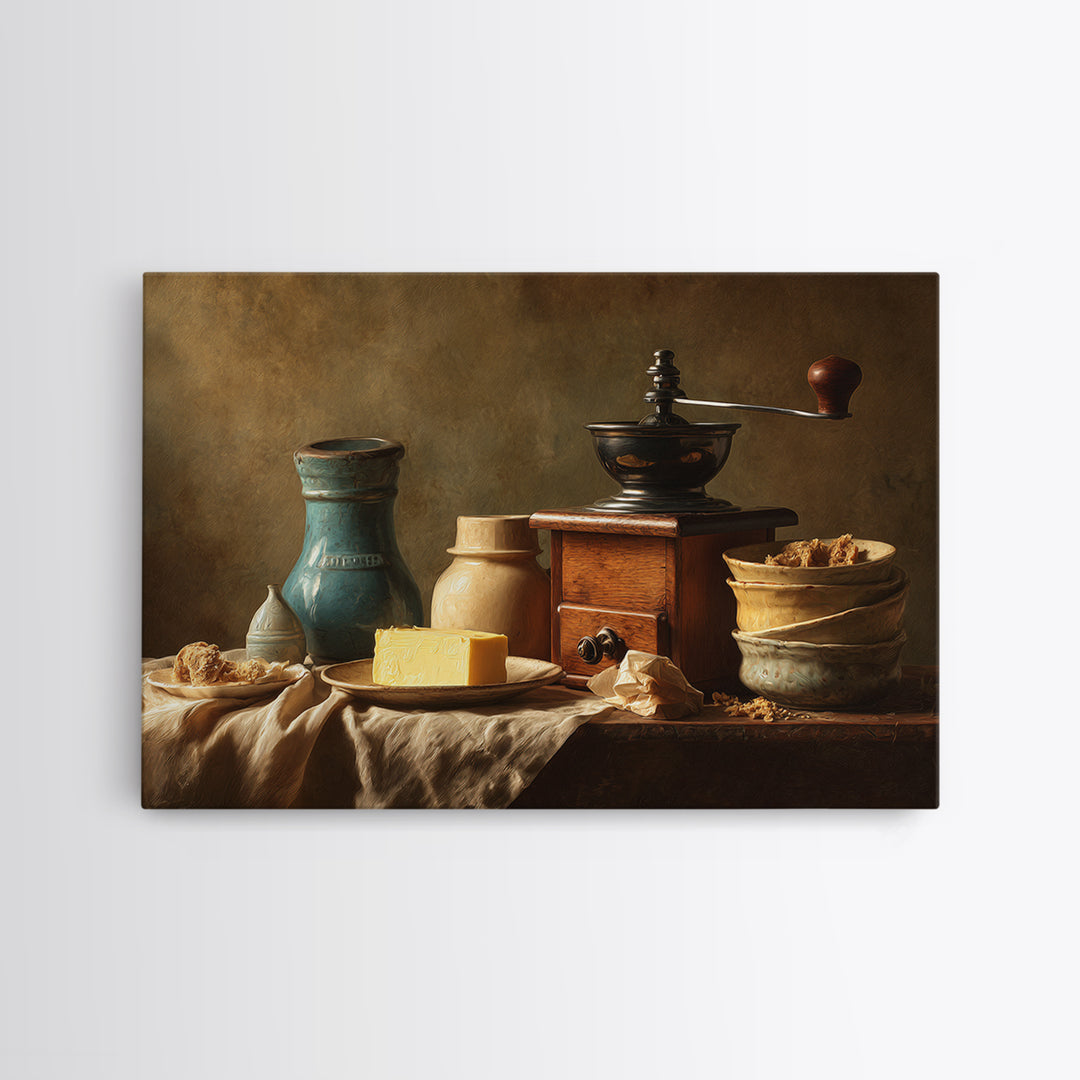 Coffee Grinder Antique Still Life Canvas Print, Coffee Shop Art, Coffee, Cafe Decor, Fine Art, Cafe, Living Room Decor, CSA-3x2-88
