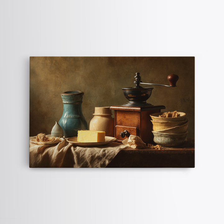 Coffee Grinder Antique Still Life Canvas Print, Coffee Shop Art, Coffee, Cafe Decor, Fine Art, Cafe, Living Room Decor, CSA-3x2-88