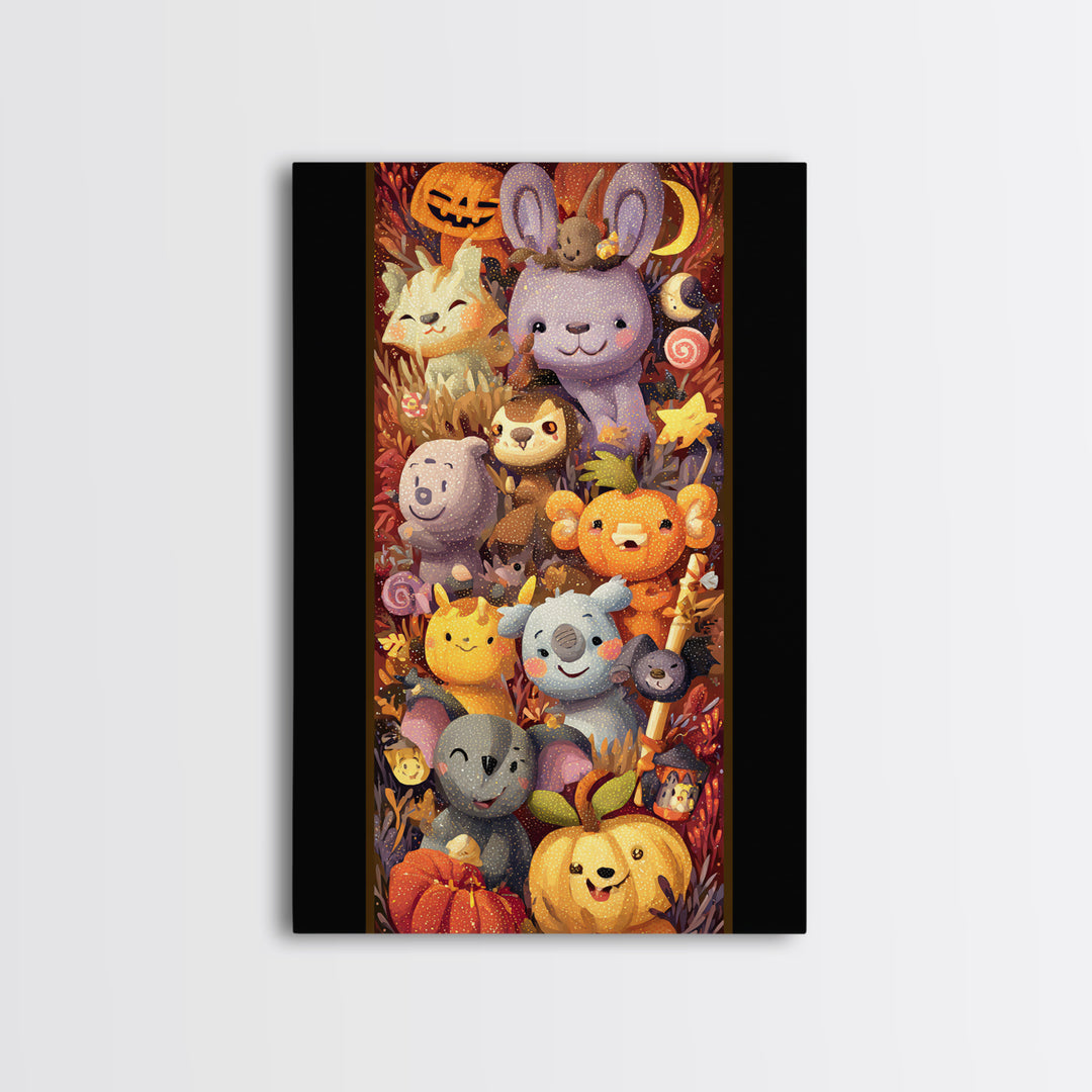 The Costume-Changing Wand, Plush Halloween Art, Vertical Wall Art, Canvas Print, Cute Halloween Wall Art