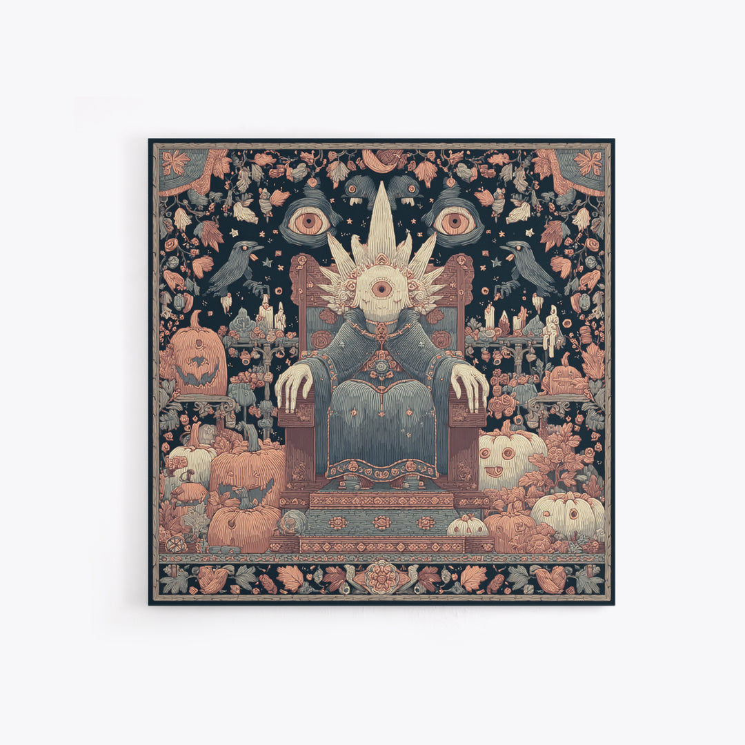The Dreaming Priest Of The Outer Gate, Embroidered Halloween Art, Square Wall Art, Canvas Print, Cute Halloween Wall Art