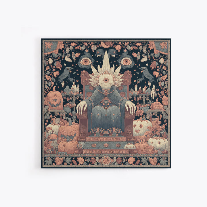 The Dreaming Priest Of The Outer Gate, Embroidered Halloween Art, Square Wall Art, Canvas Print, Cute Halloween Wall Art