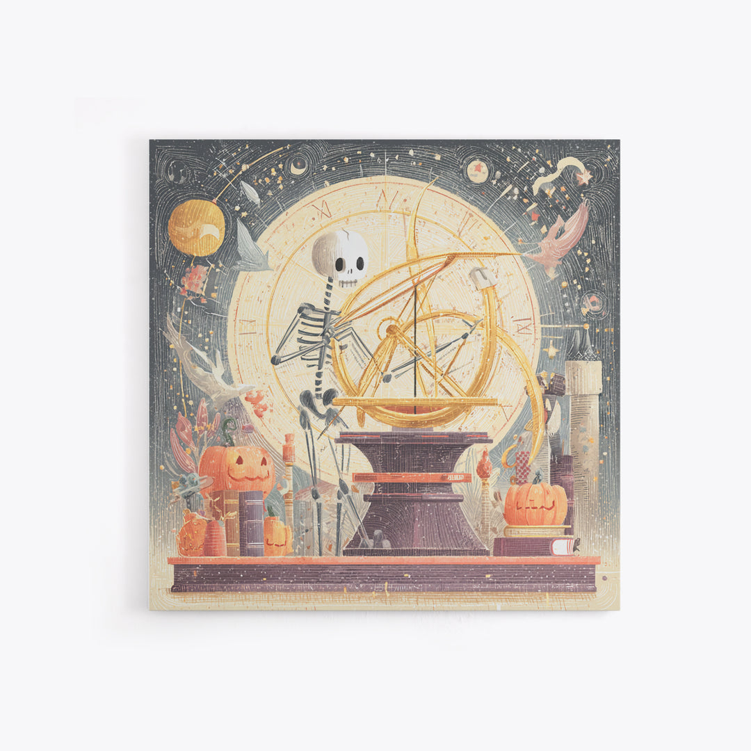 The Astronomer Of The Hollow Sky, Hand Sketch Halloween Art, Square Wall Art, Canvas Print, Cute Halloween Wall Art