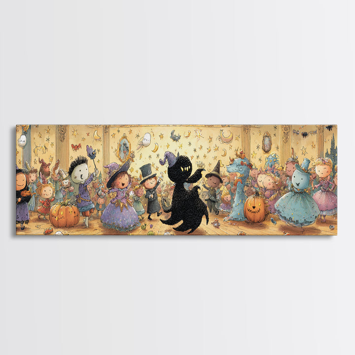 The Ballroom Of Silent Shoggoths, Embroidered Halloween Art, Extra Wide Wall Art, Canvas Print, Cute Halloween Wall Art
