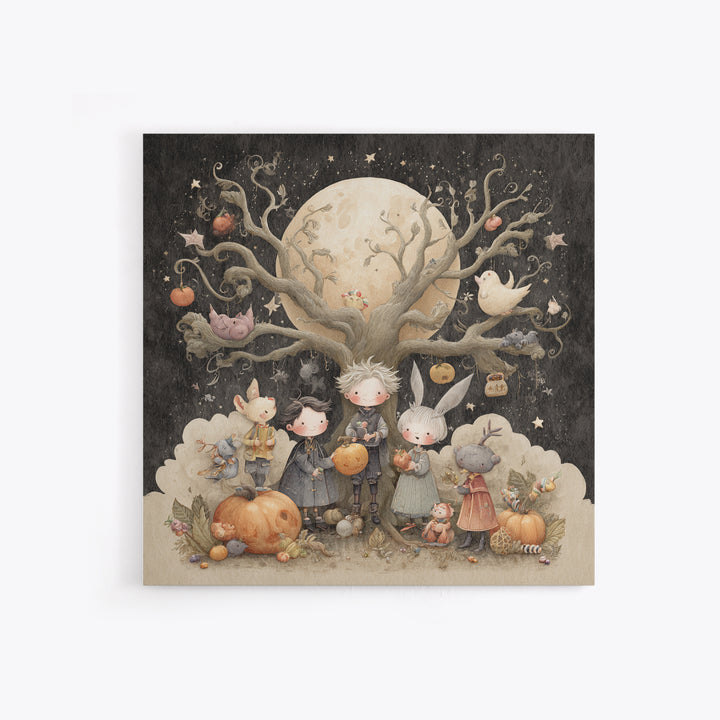 The Children Of The Star Orchard, Pastel Halloween Art, Square Wall Art, Canvas Print, Cute Halloween Wall Art