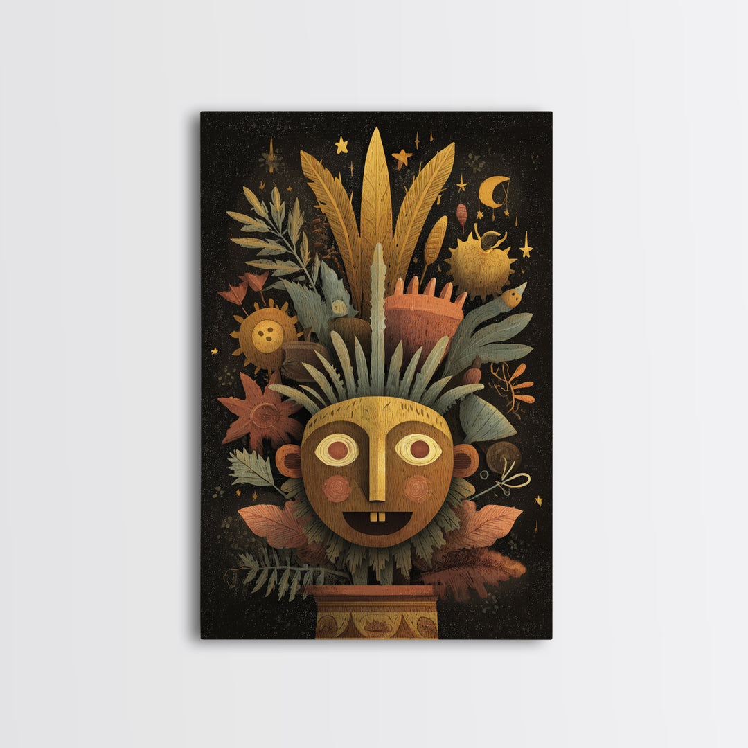 The Mask Of The Crawling God, Gouache Halloween Art, Vertical Wall Art, Canvas Print, Cute Halloween Wall Art