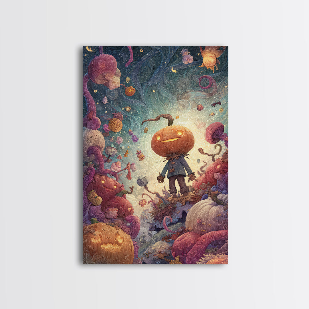The Harvest Of The Eldritch Field, Plush Halloween Art, Vertical Wall Art, Canvas Print, Cute Halloween Wall Art